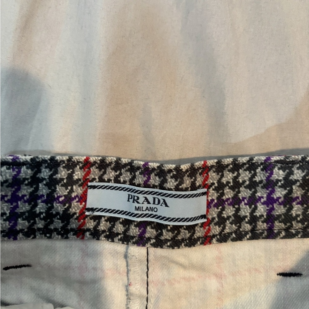Prada Black and White Dress Pants with Houndstooth Pattern